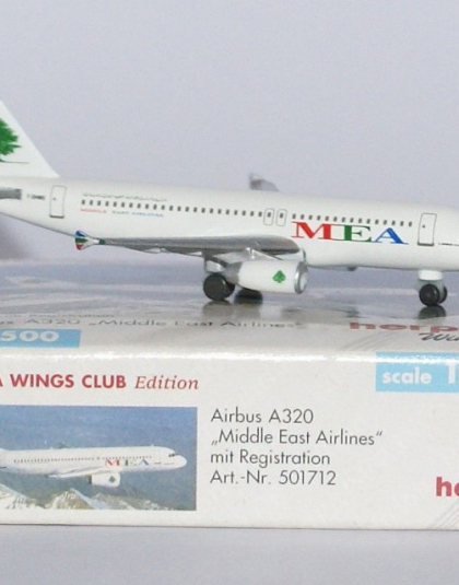 MEA Middle East Airlines F-OHMO Airbus A320 – Herpa 501712
