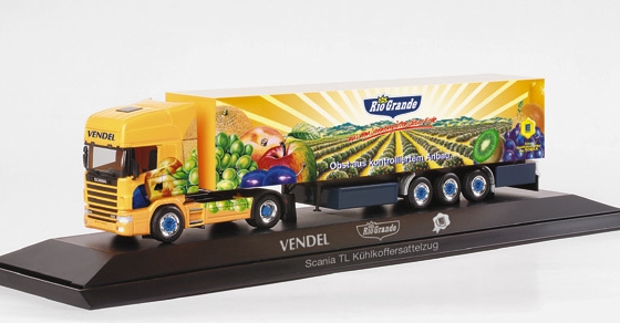 Scania TL refrigeated box semitrailer “Vendel/Rio Grande”, PC – Herpa 120531 1