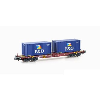 Container Wagon Sgjkkmms 699 with 2 P&O Containers – Hobbytrain (by Lemke) H23203