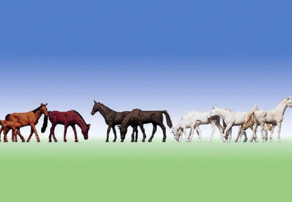 Horses (9) Figure Set – N Gauge – Faller 155501