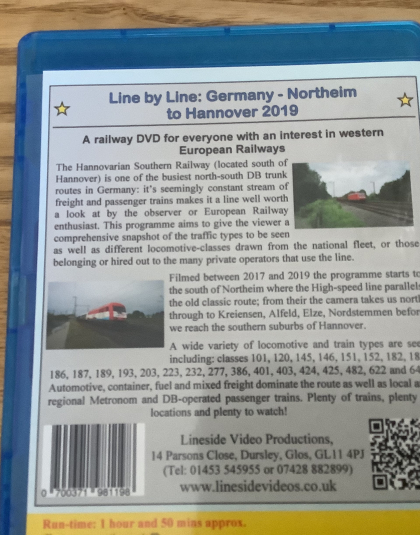 European Railway Line By Line Germany, Trunk Route Northheim to Hannover 2019  Lineside Video Productions Blue Ray DVD  