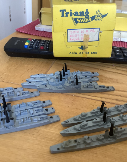 TRIANG 1:200 Whitby Class Frigates – Dealer box of 12  HMS Tenby 4,  Torquay 3, Whitby 2, Alamein 2, Tobruk 1.
