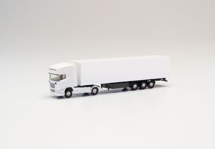 MINIKIT SCANIA R TL BOX SEMITRAILER WHITE – Herpa 013802